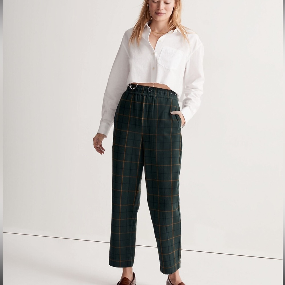 NWT Madewell Huston Plaid Tapered Pants in size Small